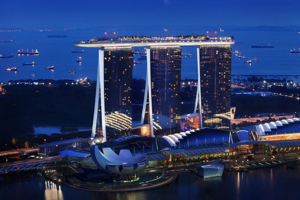 cruise ship on top of hotel singapore